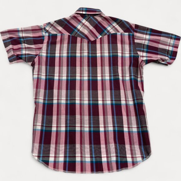 Wrangler Pink  Red Pink Plaid Snap Button Vintage Western Cowboy Shirt Men's XL - Picture 6 of 6